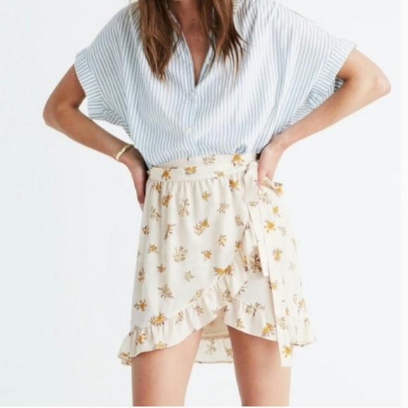 Madewell Ivory Floral Wrap Skirt Sz 2